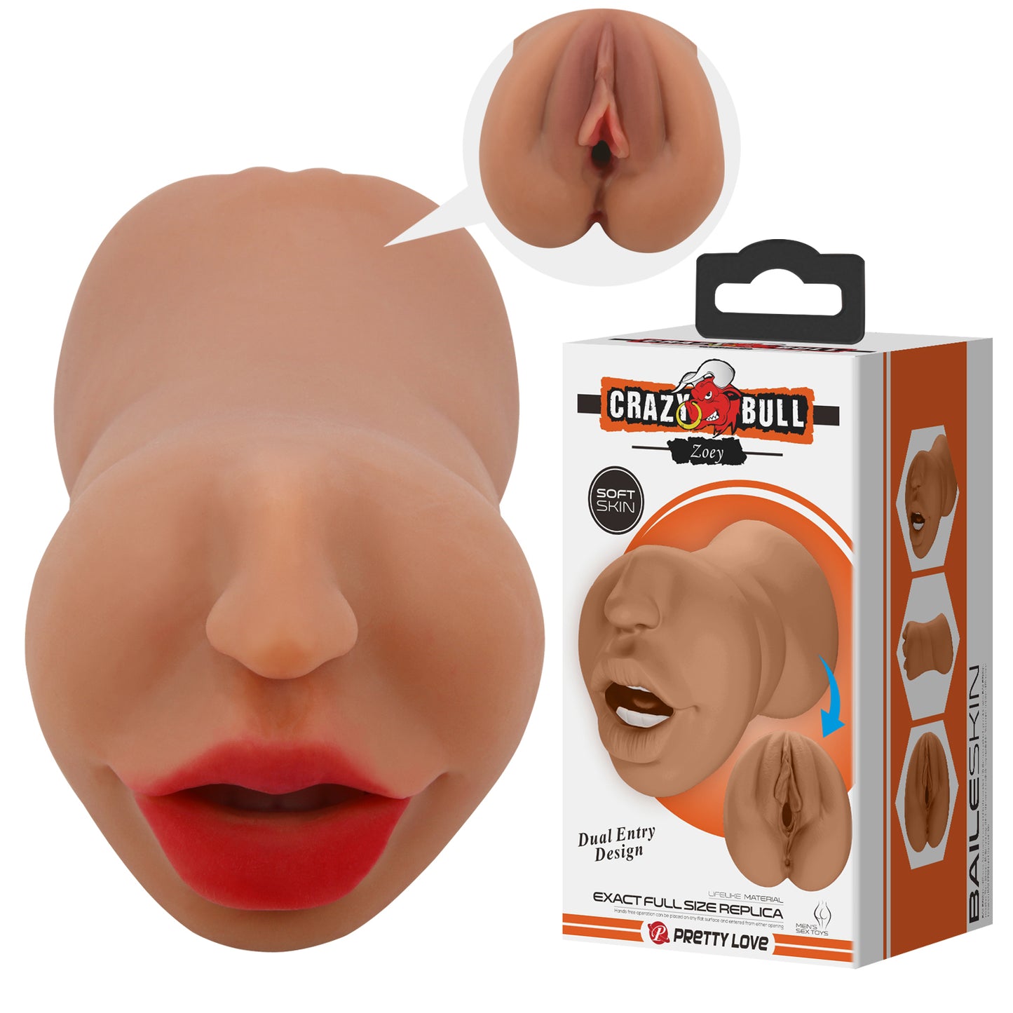 Zoey Mouth Masturbator Sleeve - Brown | BM-009241N-1