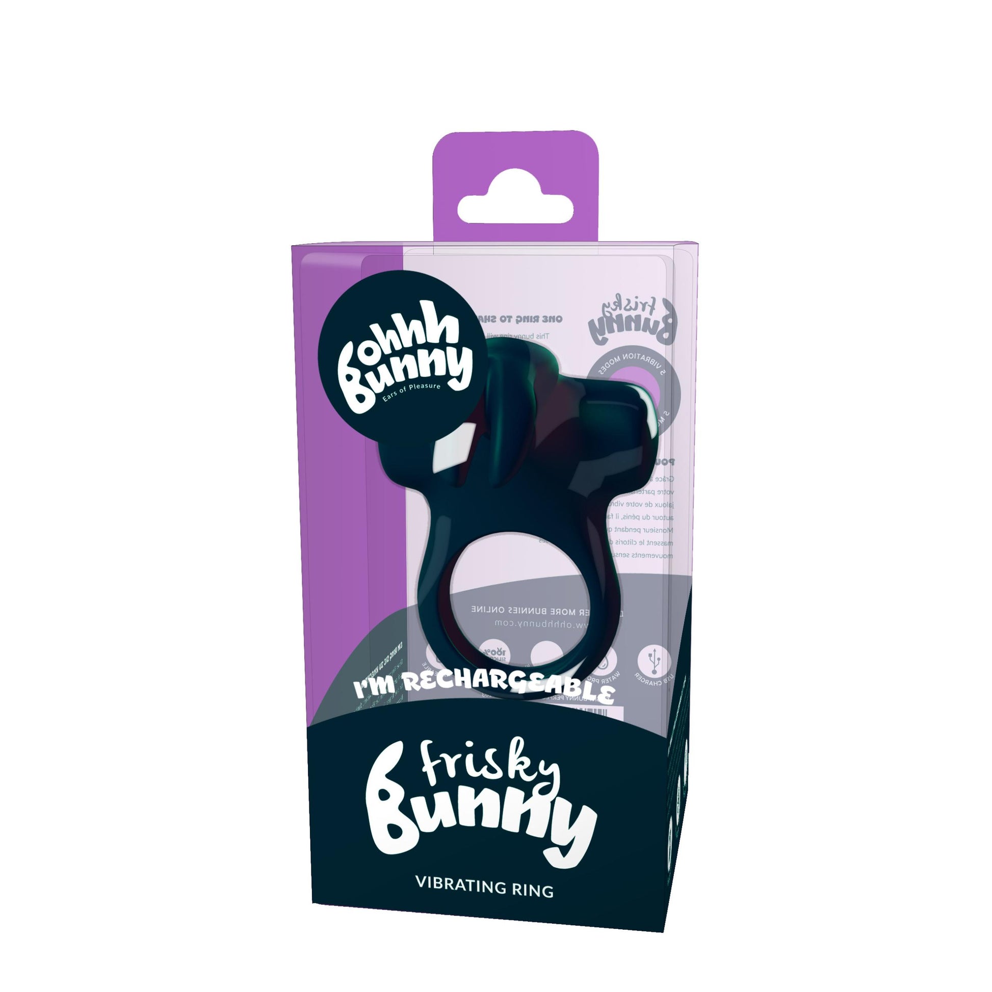 Ohhh Bunny Frisky Bunny Vibrating Ring - Black Pearl | BU-0104