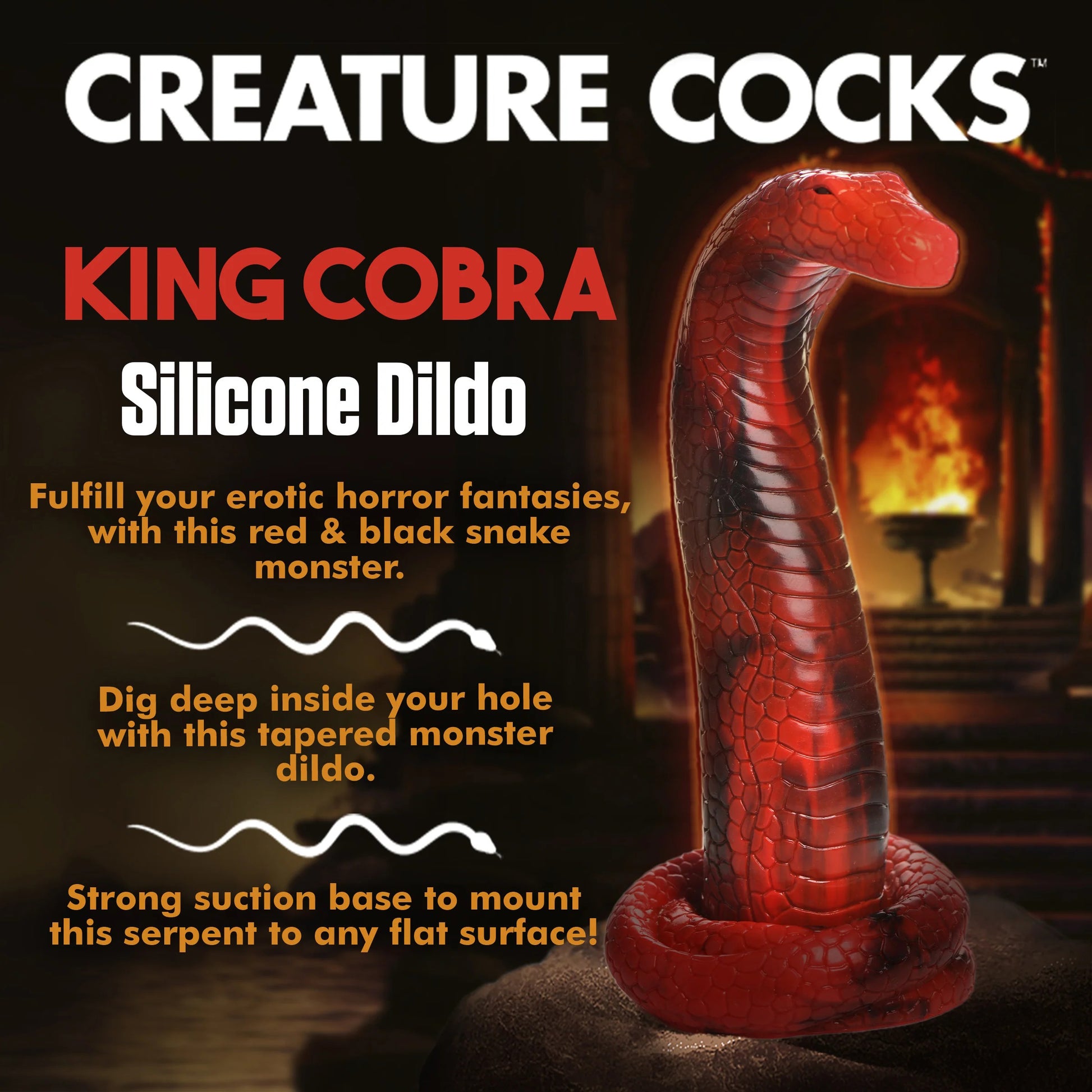 King Cobra King Cobra Silicone Dildo - Red CC-AH196 848518052087 from EdgingWarehouse.com where we sell the best male sex toys and fleshlight type strokers for masturbation, edging and gooning and other men's health and sexual wellness items.