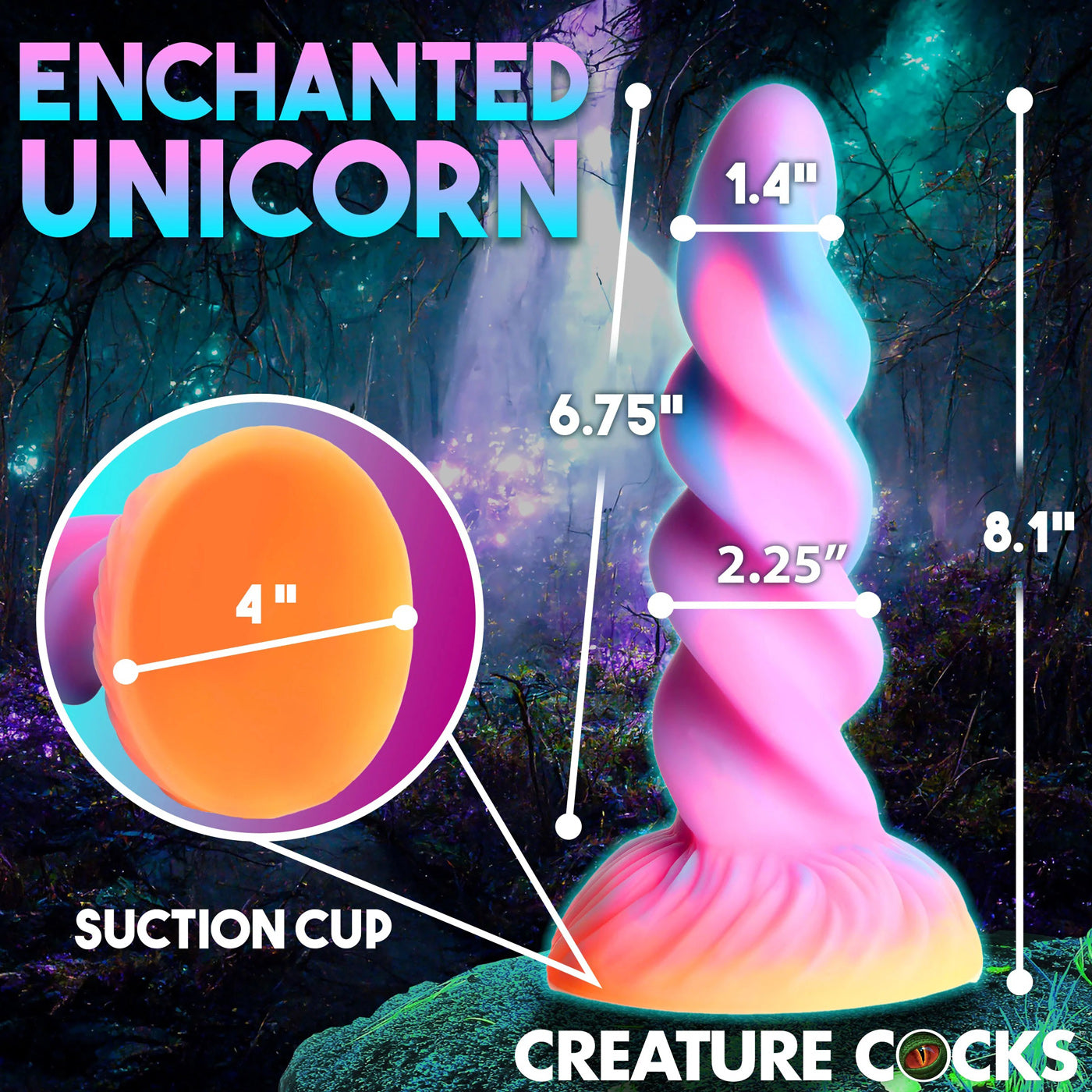 Moon Rider Glow-in-the-Dark Unicorn Dildo CC-AH276 848518053022 from EdgingWarehouse.com where we sell the best male sex toys and fleshlight type strokers for masturbation, edging and gooning and other men's health and sexual wellness items.