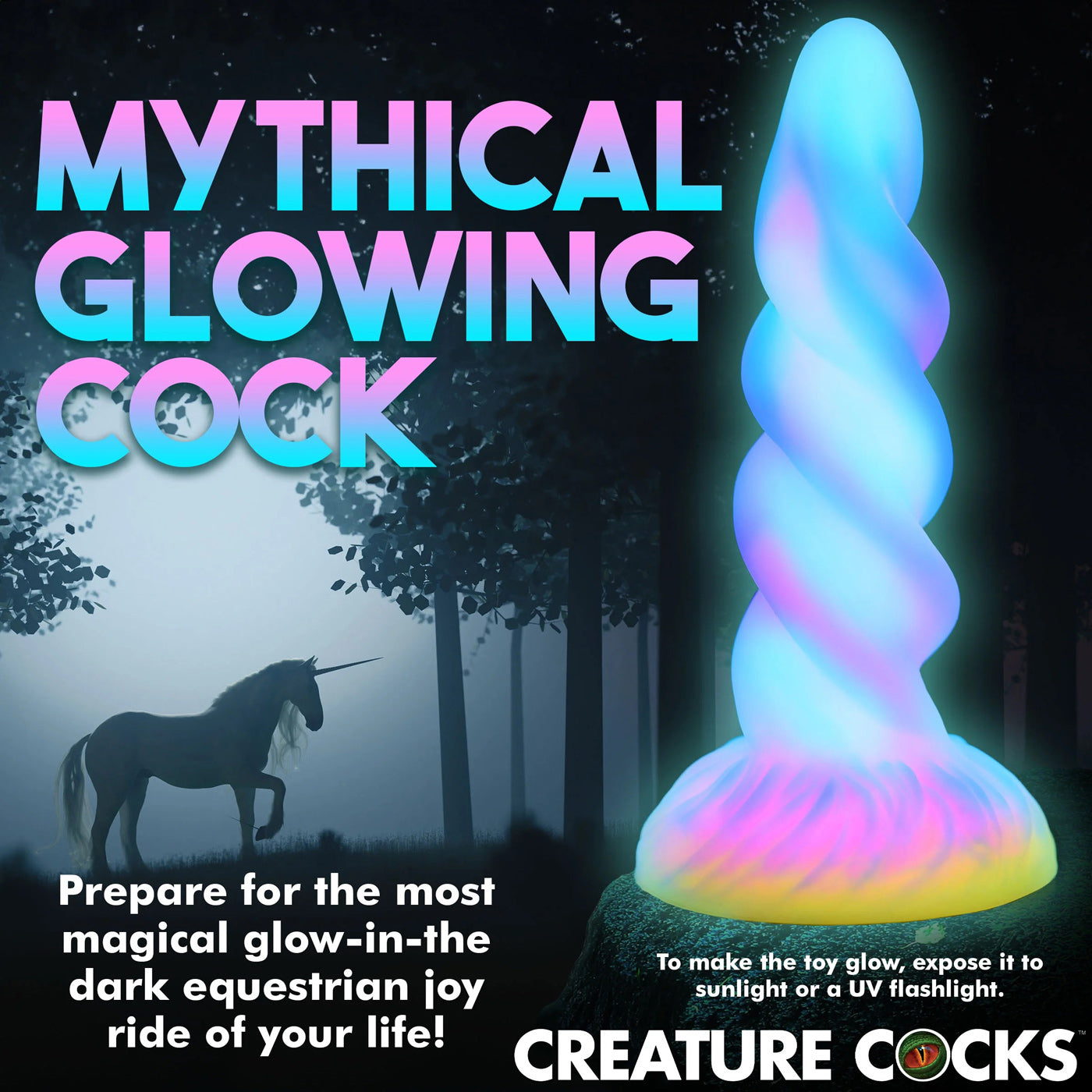 Moon Rider Glow-in-the-Dark Unicorn Dildo CC-AH276 848518053022 from EdgingWarehouse.com where we sell the best male sex toys and fleshlight type strokers for masturbation, edging and gooning and other men's health and sexual wellness items.