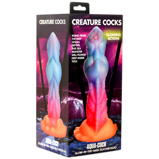 Aqua-Cock Glow-in-the-Dark Silicone Dildo CC-AH291 848518053251 from EdgingWarehouse.com where we sell the best male sex toys and fleshlight type strokers for masturbation, edging and gooning and other men's health and sexual wellness items.