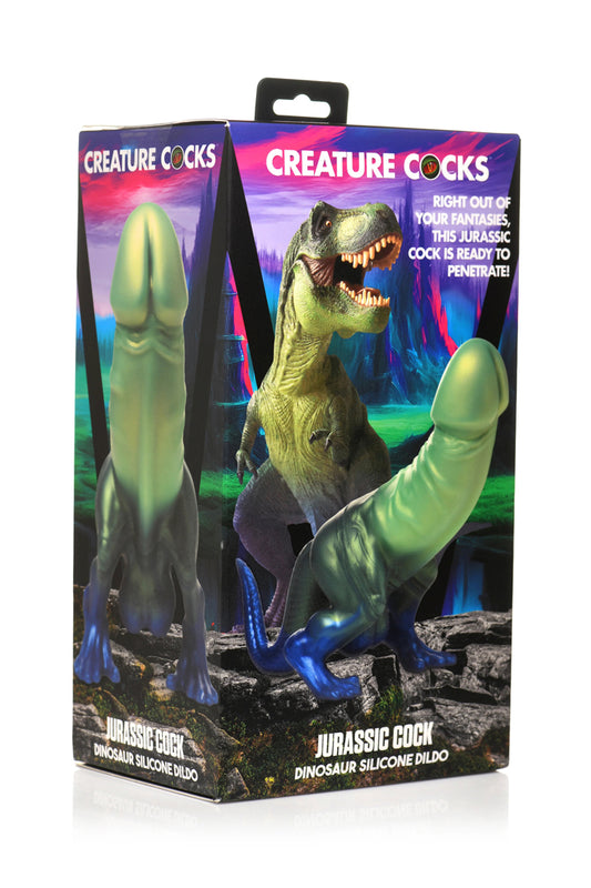 Jurassic Cock Dinosaur Silicone Dildo - Green/blue | CC-AH392-GRN