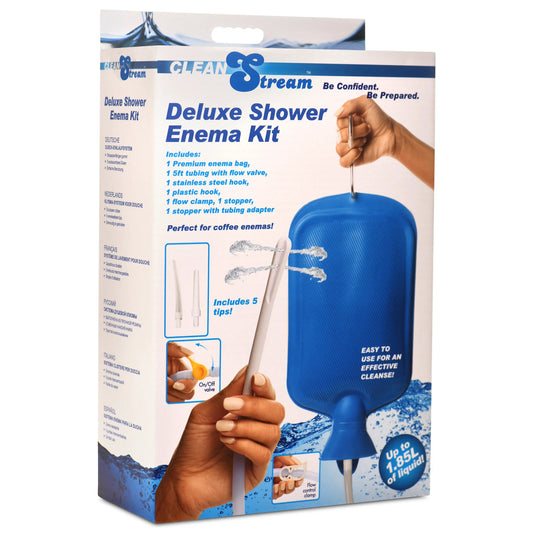 Deluxe Shower Enema Kit - Blue by XR Brands 848518053701 available at EroticWarehouse.com