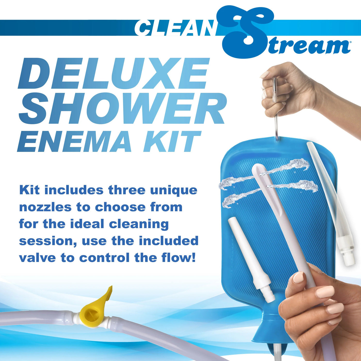 Deluxe Shower Enema Kit - Blue by XR Brands 848518053701 available at EroticWarehouse.com