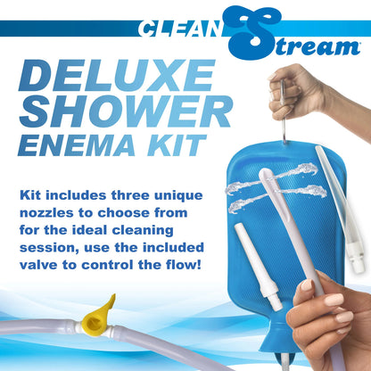 Deluxe Shower Enema Kit - Blue by XR Brands 848518053701 available at EroticWarehouse.com