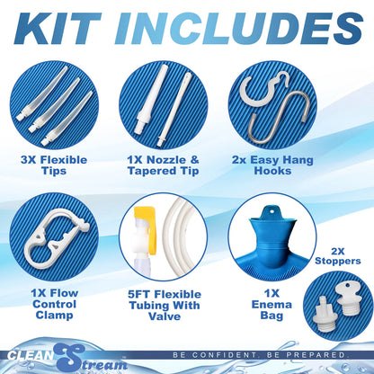 Deluxe Shower Enema Kit - Blue by XR Brands 848518053701 available at EroticWarehouse.com