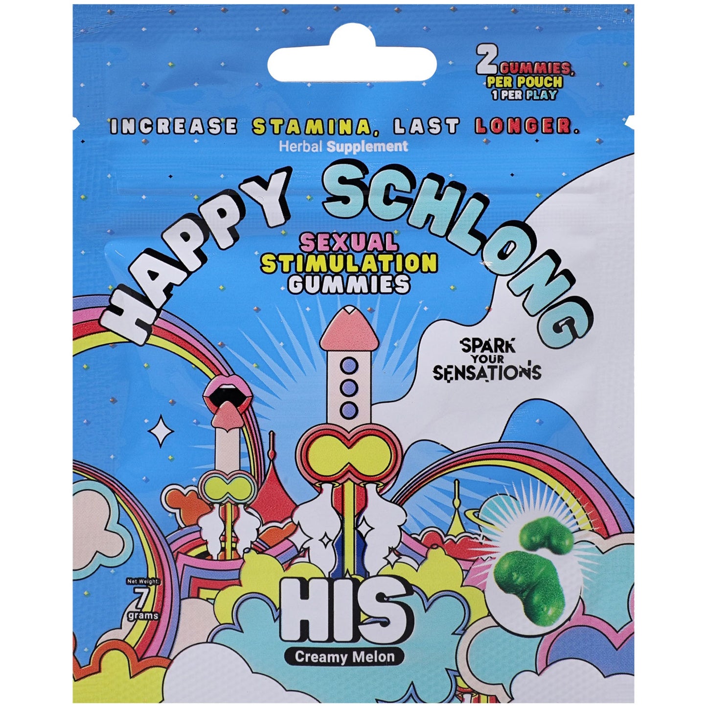 Happy Schlong (His) - Sexual Stimulation Gummies - 12 Pk/2 Pcs Per Pouch - Display | DJ1325-22-BX