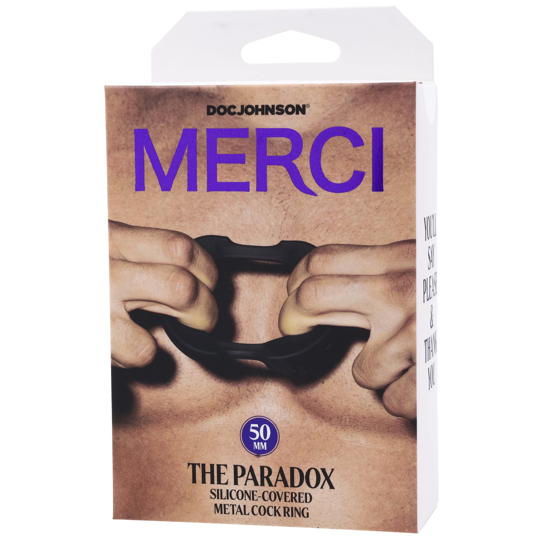 Merci - the Paradox - Silicone Covered Metal Cock Ring - 50mm - Black DJ2402-40-BX 782421089795 from EdgingWarehouse.com where we sell the best male sex toys and fleshlight type strokers for masturbation, edging and gooning and other men's health and sexu