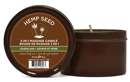 Hemp Seed 3-in-1 Massage Candle - Guavalava - 6 Oz. | Earthly Body | EB-HSC068 | 879959008463 from EdgingWarehouse.com and EroticWarehouse.com where we sell the best adult sex toys and fleshlight type strokers for masturbation, edging and gooning and othe