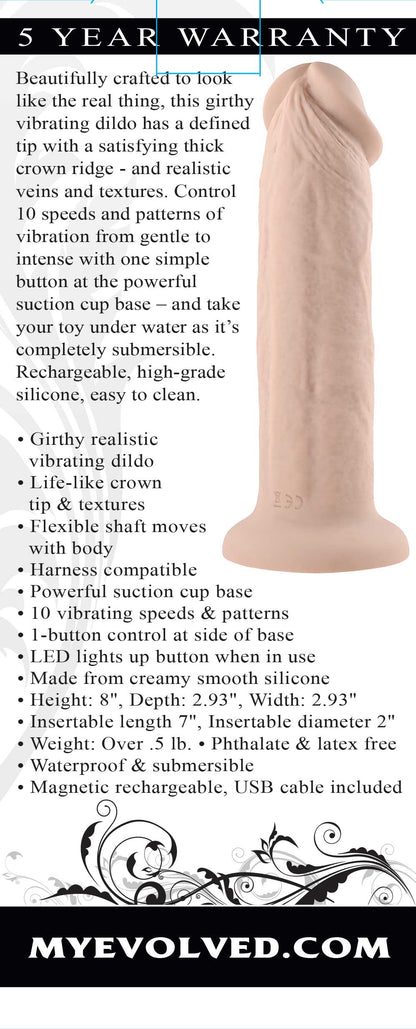 7 Inch Girthy Vibrating Dong - Light | EN-RD-2734-2