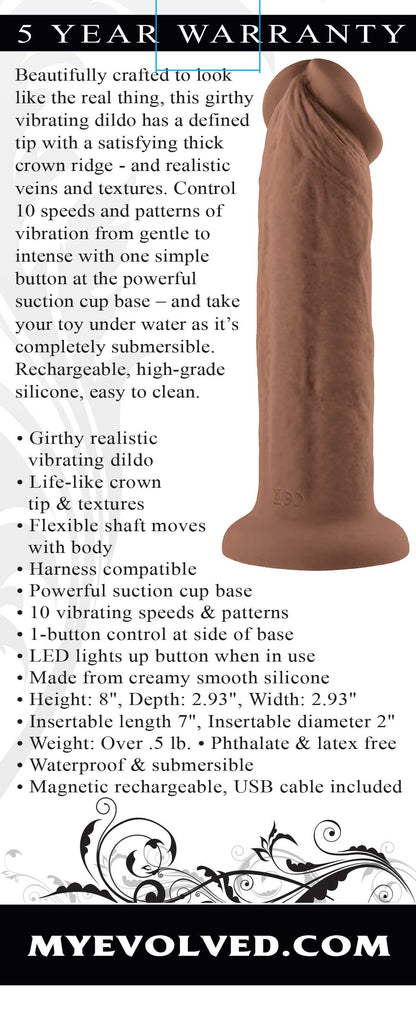 7 Inch Girthy Vibrating Dong - Dark | EN-RD-2741-2