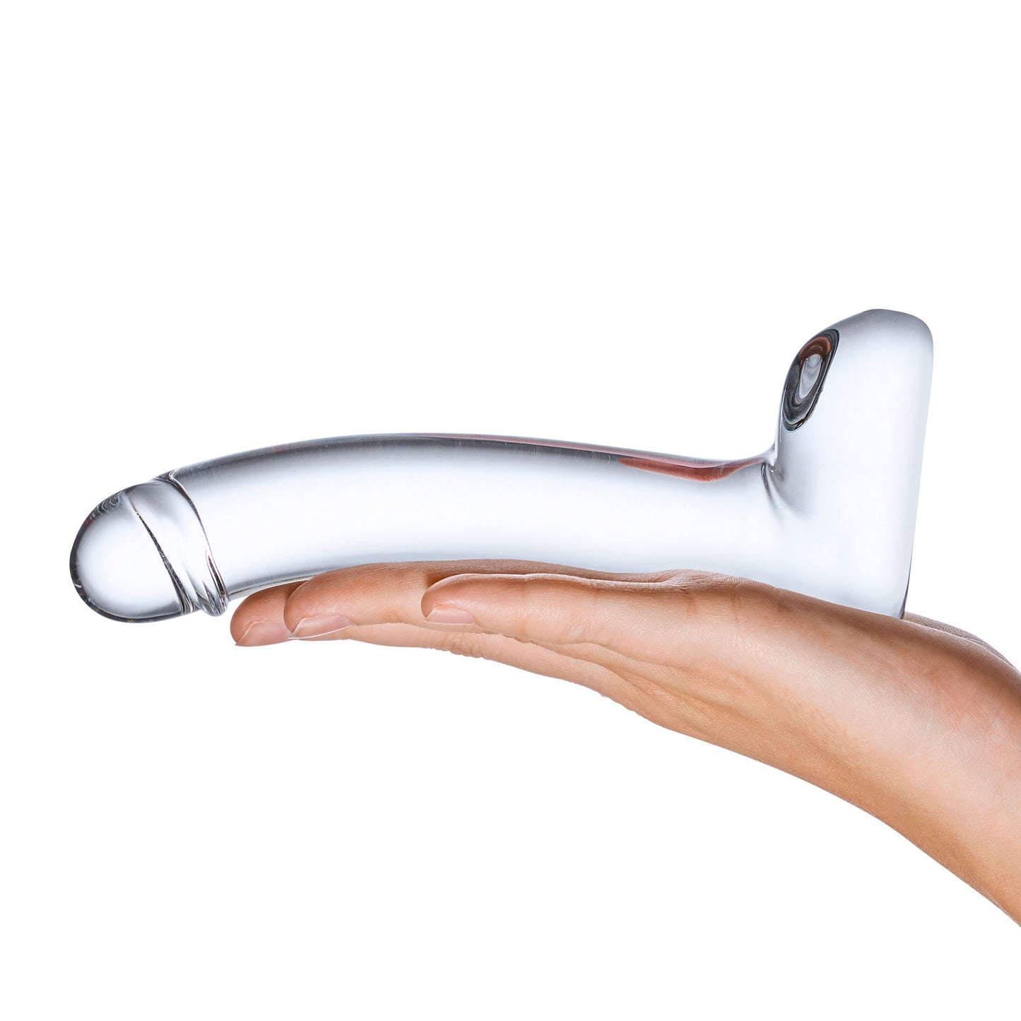 7 Inch Realistic Curved Glass G-Spot Dildo - Clear | GLAS-153