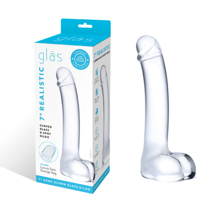 7 Inch Realistic Curved Glass G-Spot Dildo - Clear | GLAS-153