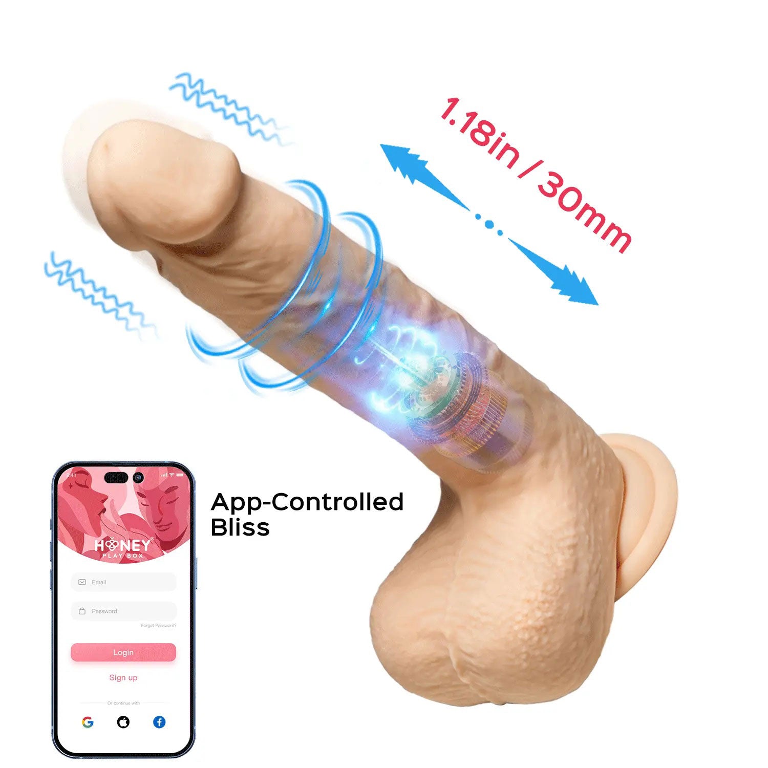 Luis-App Controlled 8.5" Real Thrusting Dildo With Clit Licker H-DD-12-915FL-8.5 710022363846 from EdgingWarehouse.com where we sell the best male sex toys and fleshlight type strokers for masturbation, edging and gooning and other men's health and sexual