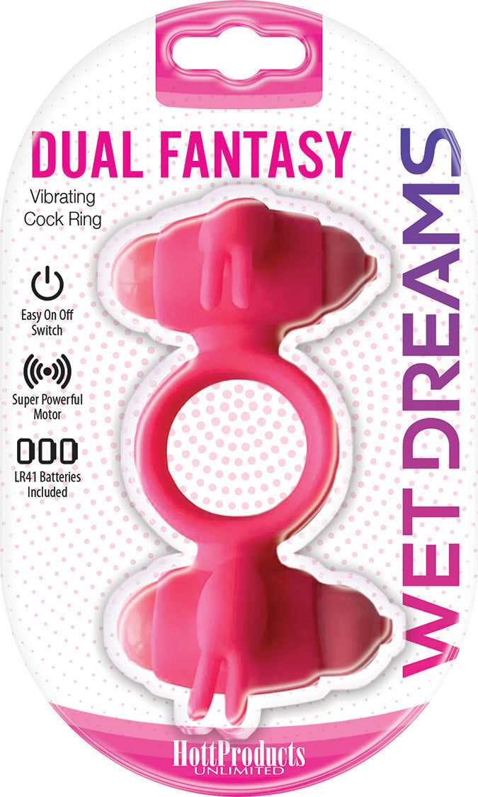 Wet Dreams - Dual Fantasy Cock Ring With Turbo Motors - Pink | HTP3266