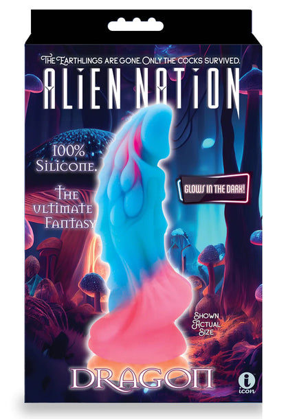 Alien Nation Dragon Silicone Glow in the Dark Creature Dildo - Multicolor | IC1353