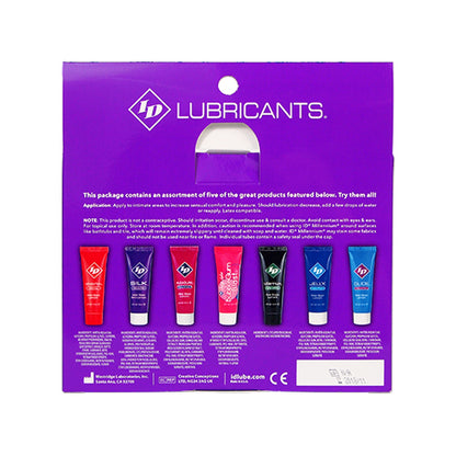 ID Sensual Lubricants 5 Pack Assorted Sampler ID-SPL-02 761236100055 from EdgingWarehouse.com where we sell the best male sex toys and fleshlight type strokers for masturbation, edging and gooning and other men's health and sexual wellness items.