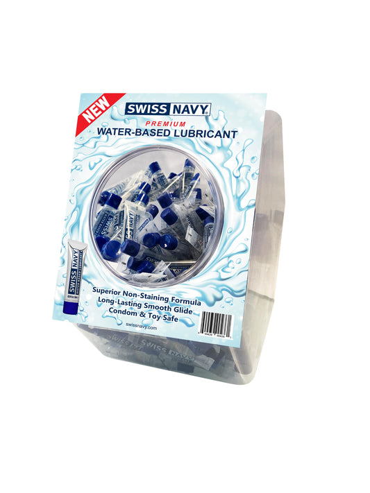 Water-Based Lubricant 10ml 100pc Fishbowl Display MD-SNWB10ML100 699439004361 from EdgingWarehouse.com where we sell the best male sex toys and fleshlight type strokers for masturbation, edging and gooning and other men's health and sexual wellness items.