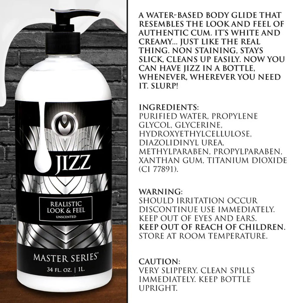 Jizz Unscented Water-Based Lube - 34oz | XR Brands | MS-AH048-34OZ | 848518048813 from EdgingWarehouse.com and EroticWarehouse.com where we sell the best adult sex toys and fleshlight type strokers for masturbation, edging and gooning and other adult heal