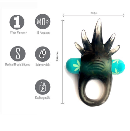 Ziggy Pot Leaf USB Rechargeable Vibrating Erection Enhancer Ring - 420 Series | MTMA1723-LF