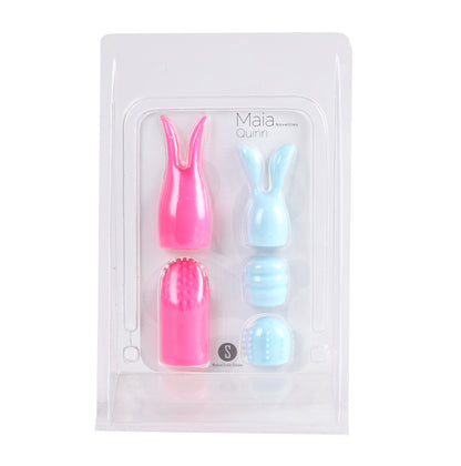 Quinn 5 Piece Silicone Attachments - Pink/blue MTMA336 5060311473042 from EdgingWarehouse.com where we sell the best male sex toys and fleshlight type strokers for masturbation, edging and gooning and other men's health and sexual wellness items.