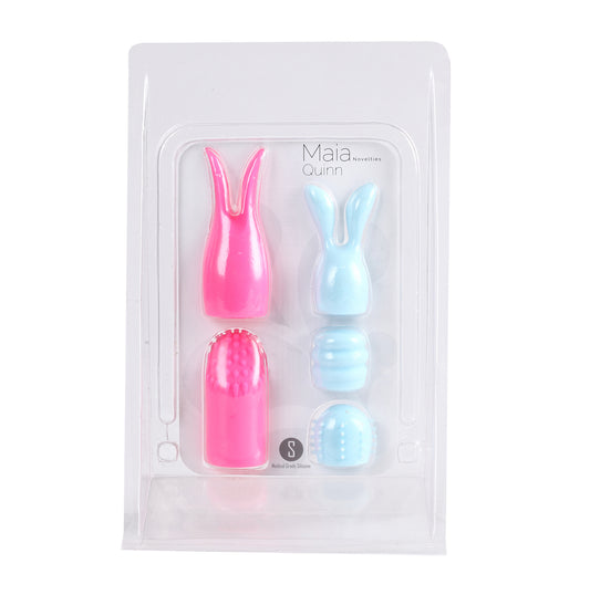 Quinn 5 Piece Silicone Attachments - Pink/blue MTMA336 5060311473042 from EdgingWarehouse.com where we sell the best male sex toys and fleshlight type strokers for masturbation, edging and gooning and other men's health and sexual wellness items.