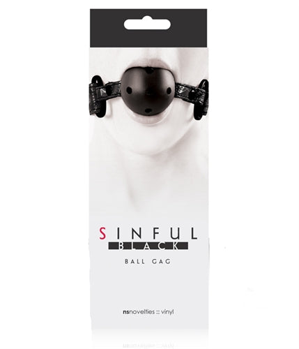Sinful Ball Gag - Black NSN1221-13 657447092237 from EdgingWarehouse.com where we sell the best male sex toys and fleshlight type strokers for masturbation, edging and gooning and other men's health and sexual wellness items.