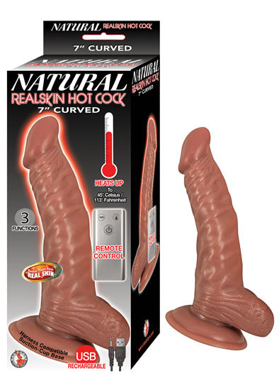 Natural Realskin Hot Cock Curved 7 Inch - Brown | NW2891-2