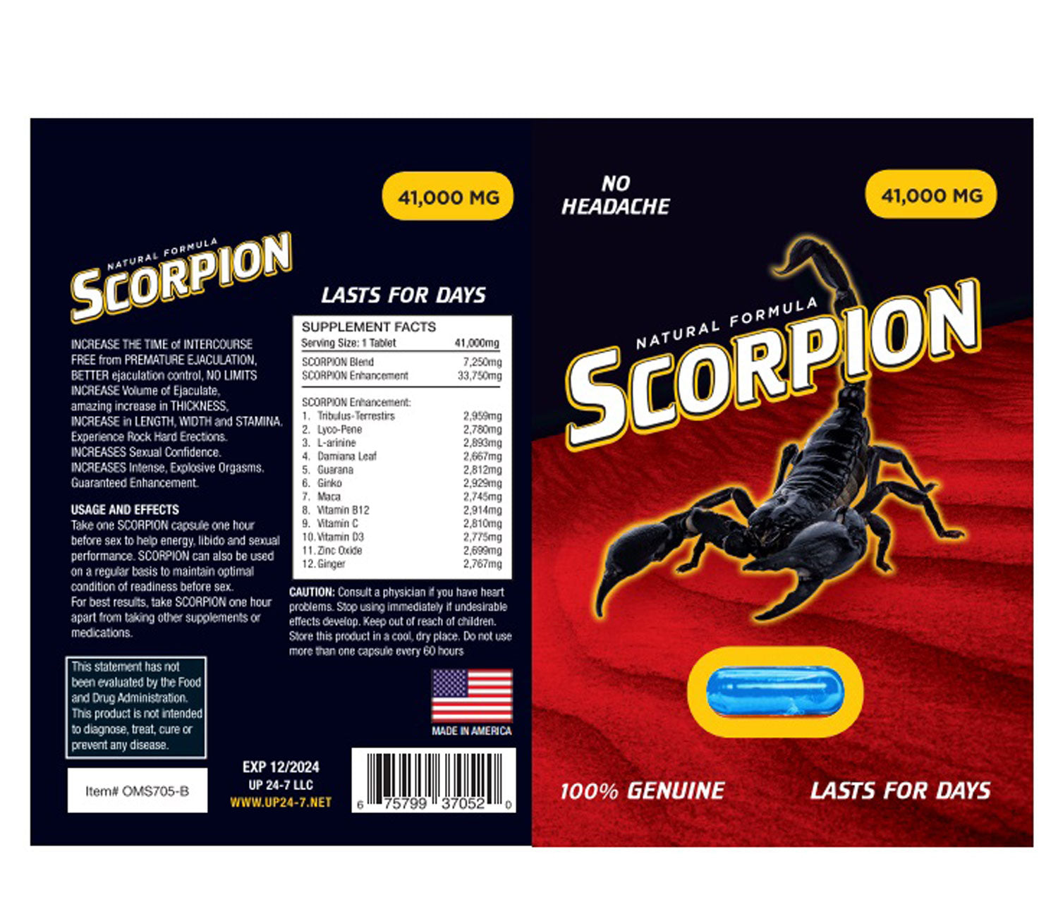 Scorpion Male Enhancement - 30 Count Box | OMS705-B