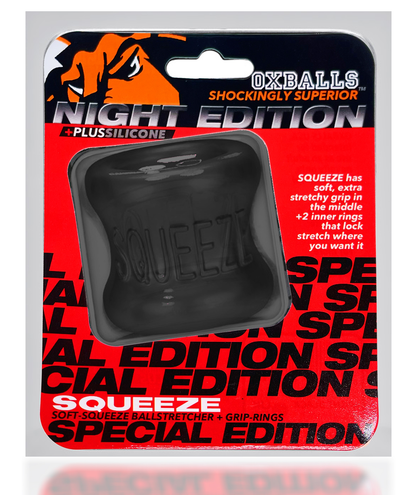 Squeeze Soft - Grip Ballstretcher - Night Black OX-3011-NGT 840215121820 from EdgingWarehouse.com where we sell the best male sex toys and fleshlight type strokers for masturbation, edging and gooning and other men's health and sexual wellness items.