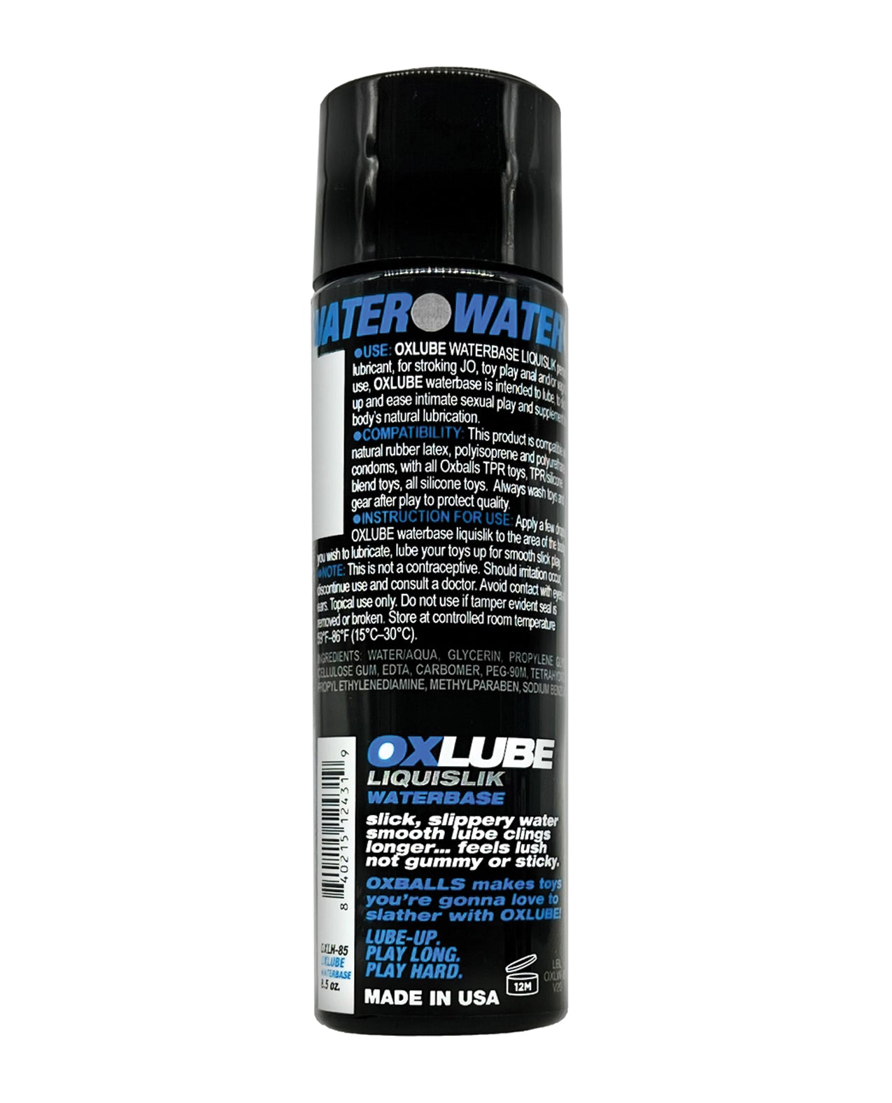Oxlube Waterbased 4.4 Oz OX-OXLW-44 840215124326 from EdgingWarehouse.com where we sell the best male sex toys and fleshlight type strokers for masturbation, edging and gooning and other men's health and sexual wellness items.
