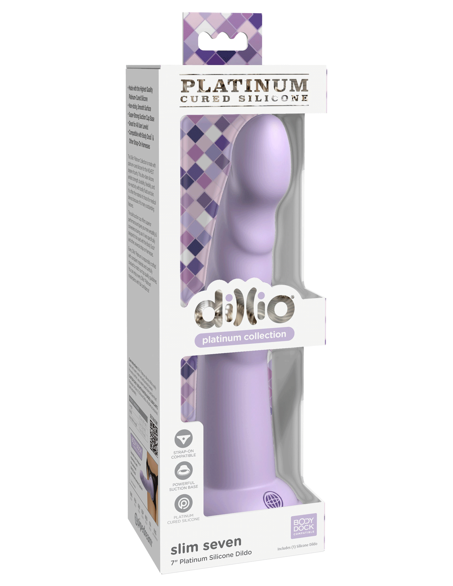 Dillio Platinum - Slim Seven 7 Inch Dildo - Purple | PD5387-12