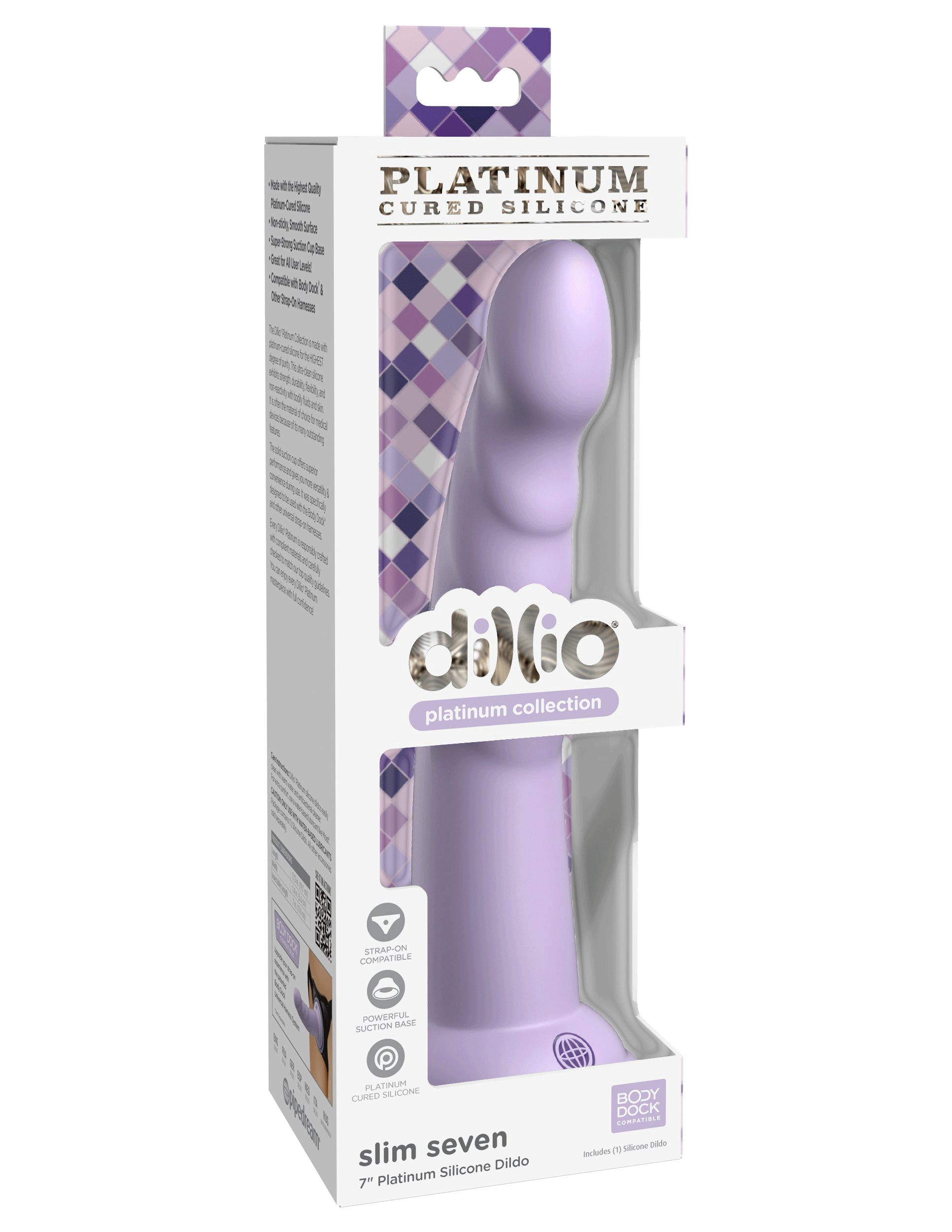 Dillio Platinum - Slim Seven 7 Inch Dildo - Purple | PD5387-12