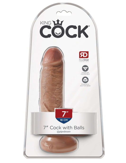 King Cock 7 Inch Cock With Balls - Tan | PD5506-22