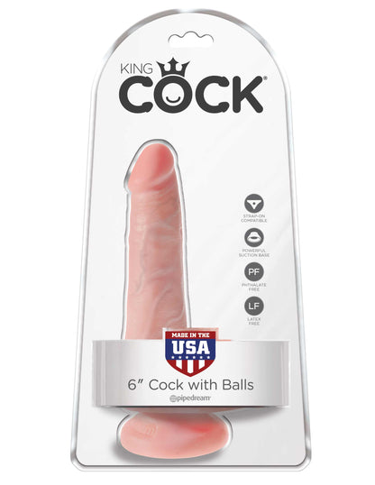 King Cock 6 Inch Cock With Balls - Light | PD5531-21