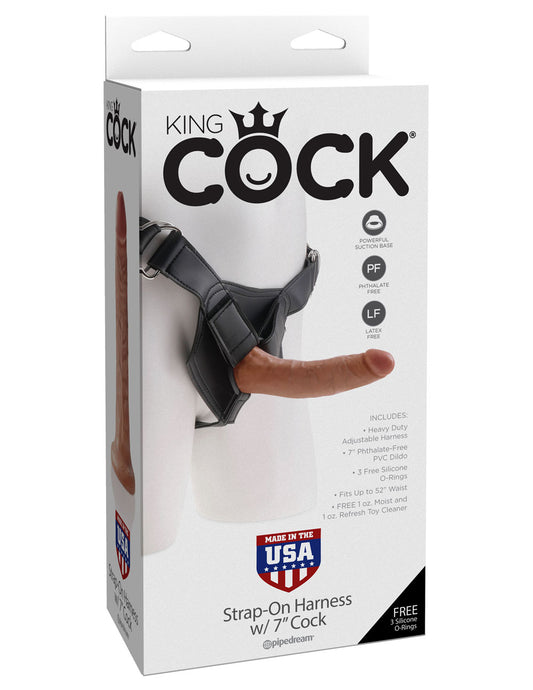 King Cock Strap-on Harness With 7 Inch Cock - Tan | PD5622-22