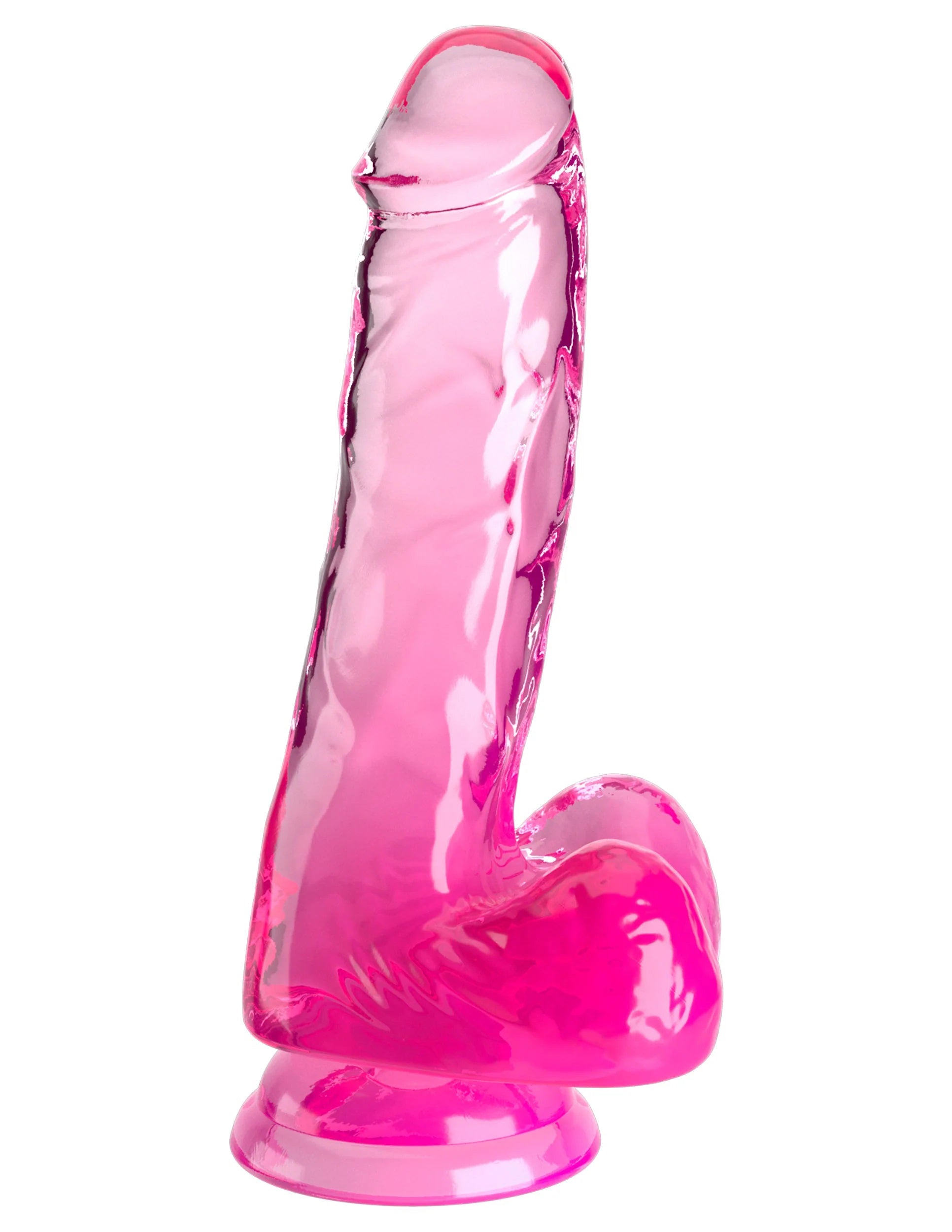 King Cock Clear 6 Inch With Balls - Pink | PD5752-11