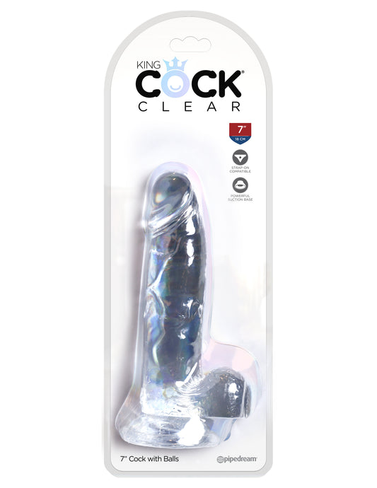 King Cock Clear 7 Inch Cock With Balls | PD5754-20