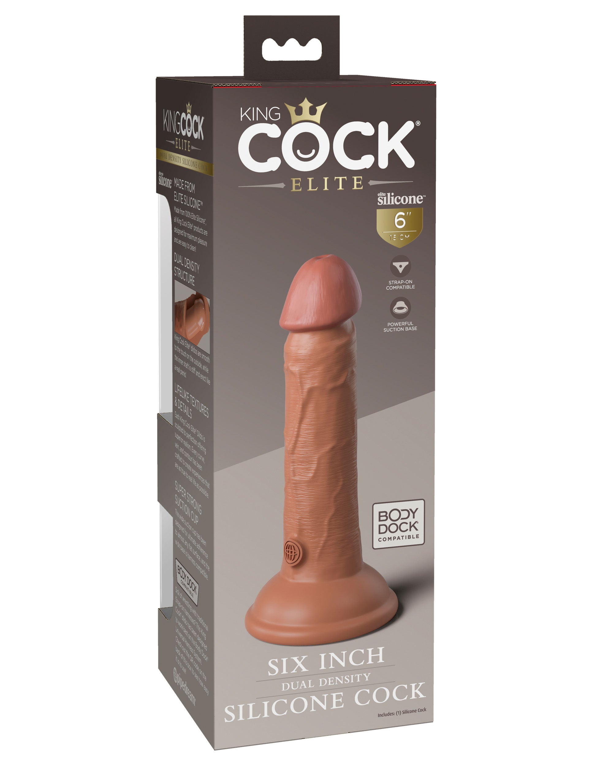 King Cock Elite 6 Inch Silicone Dual Density Cock - Tan | PD5770-22