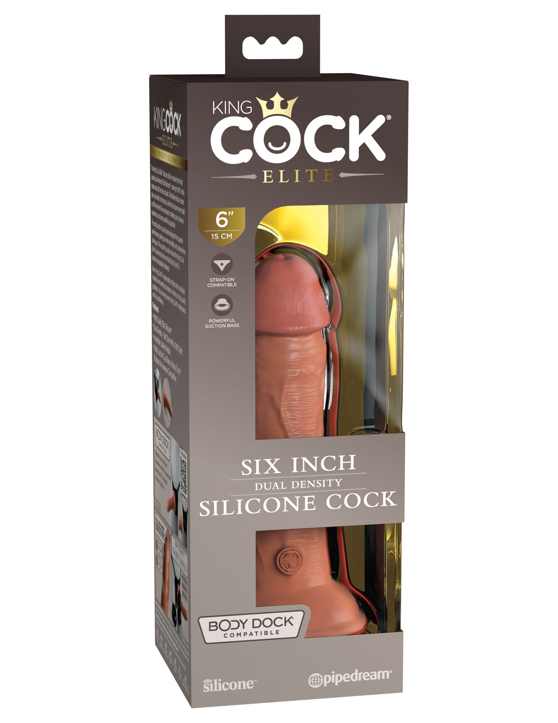 King Cock Elite 6 Inch Silicone Dual Density Cock - Tan | PD5770-22