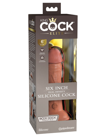 King Cock Elite 6 Inch Silicone Dual Density Cock - Tan | PD5770-22