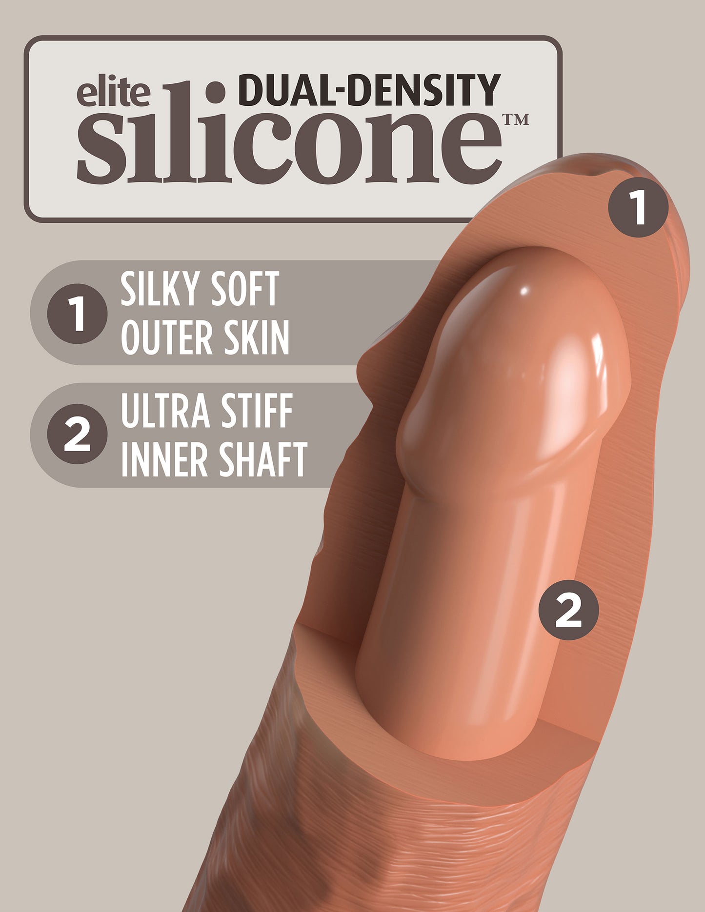 King Cock Elite 6 Inch Silicone Dual Density Cock - Tan | PD5770-22