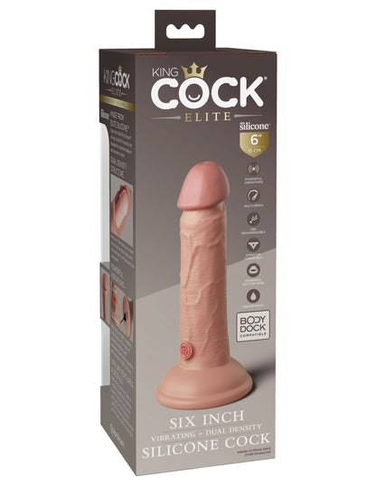 King Cock Elite 6 Inch Vibrating Silicone Dual Silicone Dual Density Cock - Light | PD5776-21