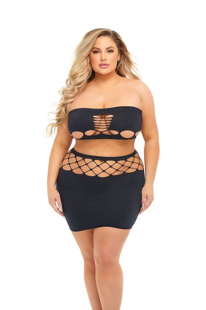 Net Worth 2pc Bandeau Set - Queen - Black | Pink Lipstick | PKL-23117XBLKOS | 196018764499 from EdgingWarehouse.com and EroticWarehouse.com where we sell the best adult sex toys and fleshlight type strokers for masturbation, edging and gooning and other a