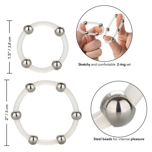 Steel Beaded Silicone Ring Set | SE1437302