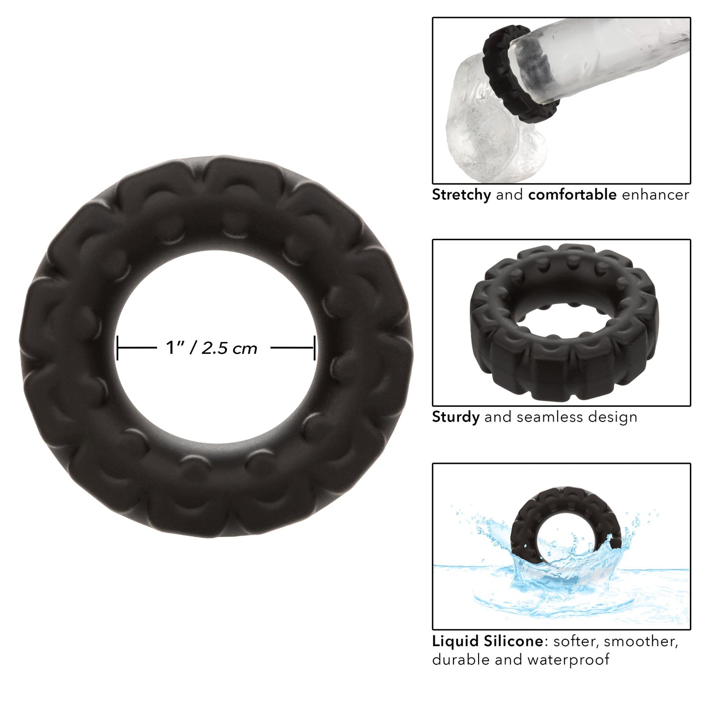 Alpha Liquid Silicone Prolong Tread Ring - Black | SE1491652