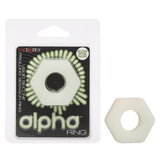 Alpha Glow-in-the-Dark Liquid Silicone Prolong Sexagon Ring - White | SE1491732