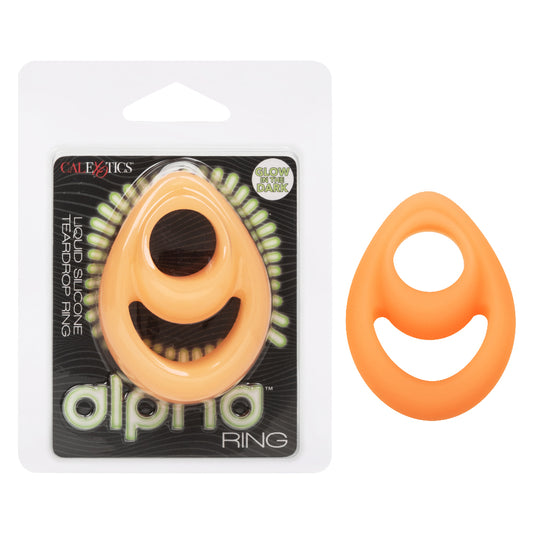 Alpha Glow-in-the-Dark Liquid Silicone Teardrop Ring - Orange | SE1492302