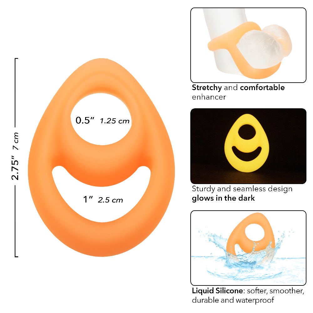 Alpha Glow-in-the-Dark Liquid Silicone Teardrop Ring - Orange | SE1492302